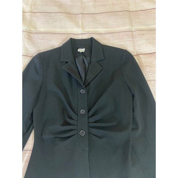 Vintage Cache Women's Black Ruched Button Front Blazer - 6 - Picture 2 of 12